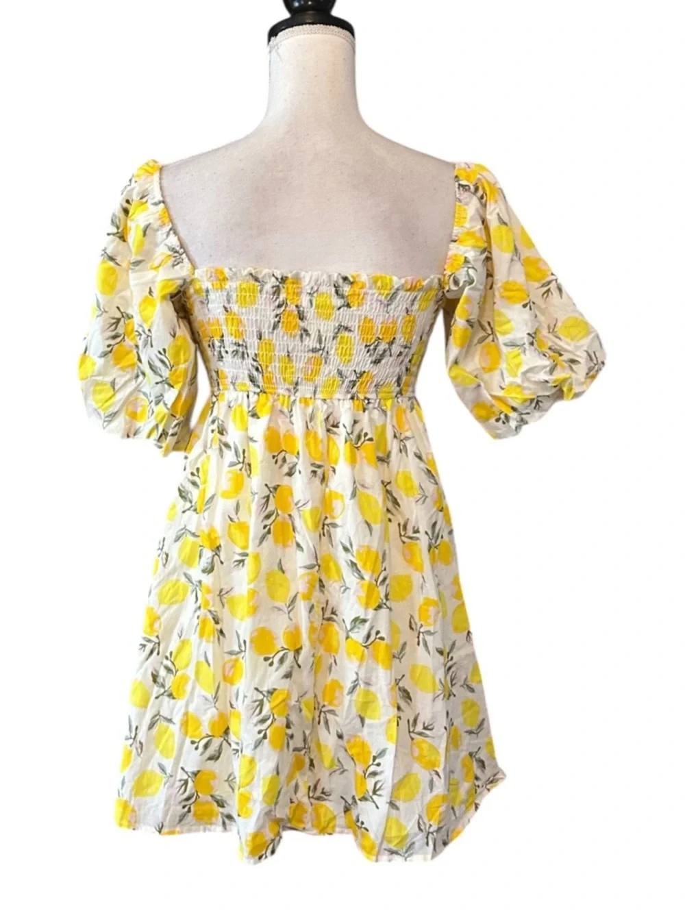 NWT Trixxi Lemon Print Babydoll Dress‎ Women’s SZ Small in Yellow White